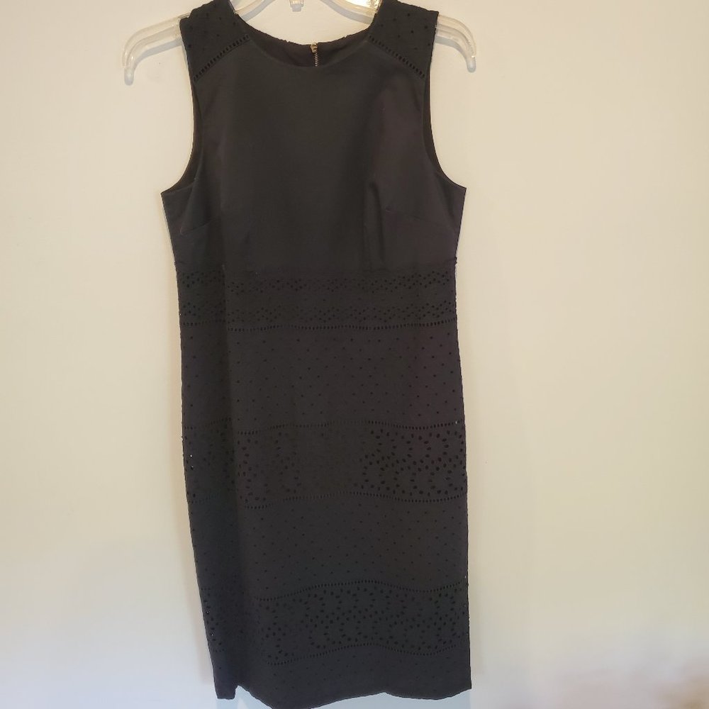 Ann Taylor navy sheath eyelet dress, size 6